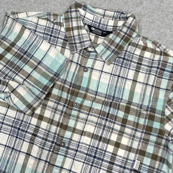 Outdoor Research Other - Outdoor Research Weisse Shirt Mens M Teal Brown Plaid Short Sleeve Button Hemp